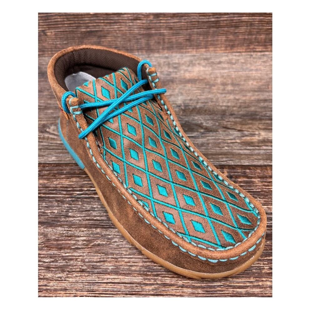 Twisted X Womens 9 Leather Driving Moc Embroidered Boots $135 Brown Turquoise